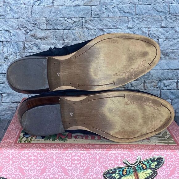 Sam Edelman Black Leather Suede Booties Womens Size 7.5 Side Zip Pointed Toe - Picture 5 of 8